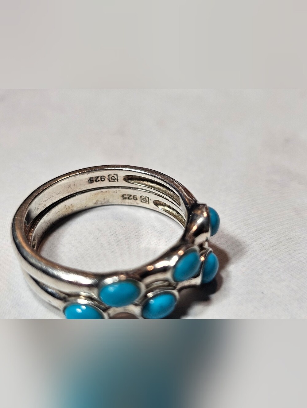 Sterling and Turquoise Stackable Rings - Picture 2 of 4